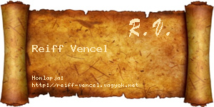 Reiff Vencel névjegykártya